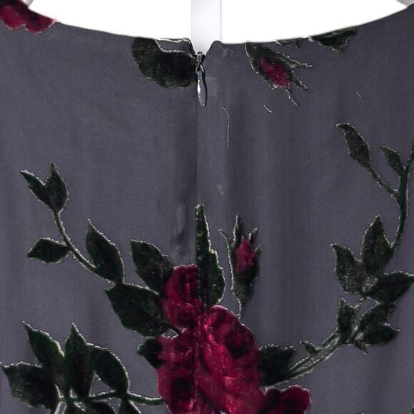 Vintage Talbots Women's Maxi Dress Gray Floral Burnout Velvet Silk Blend Size 4P - Picture 9 of 9